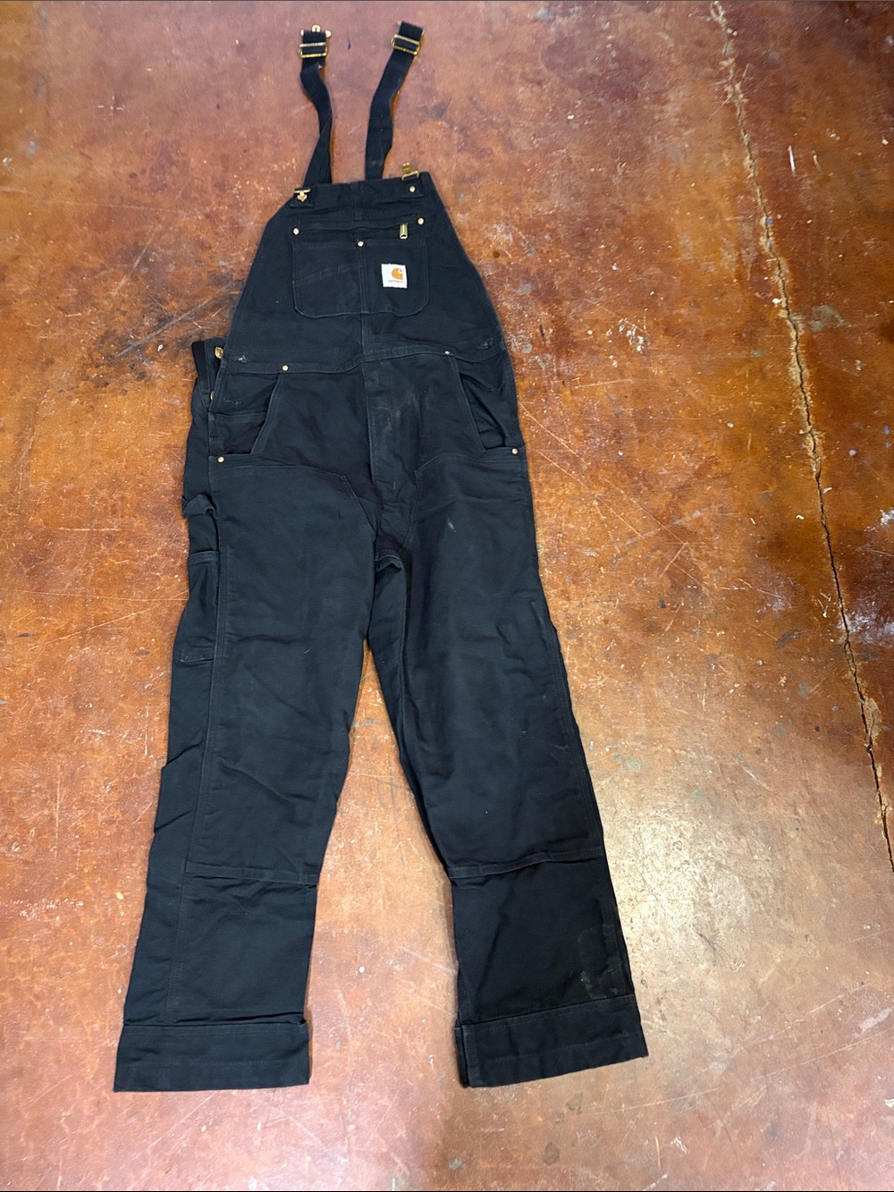 Carhartt Black Cotton Bib Overalls 34x32